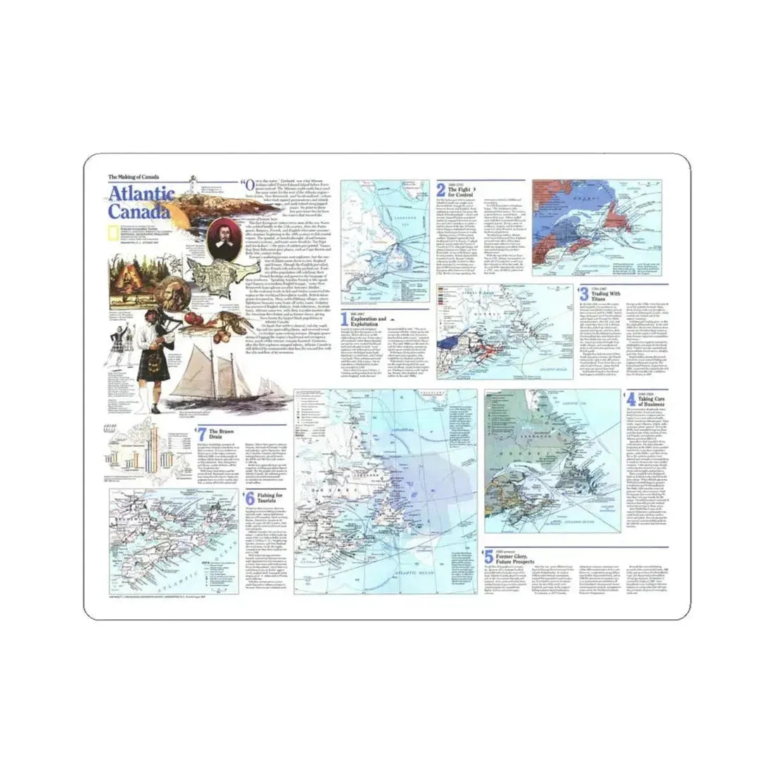 Canada - Atlantic 2 (1993) (Map) STICKER Vinyl Kiss-Cut Decal 4 Inch White - The Sticker Space