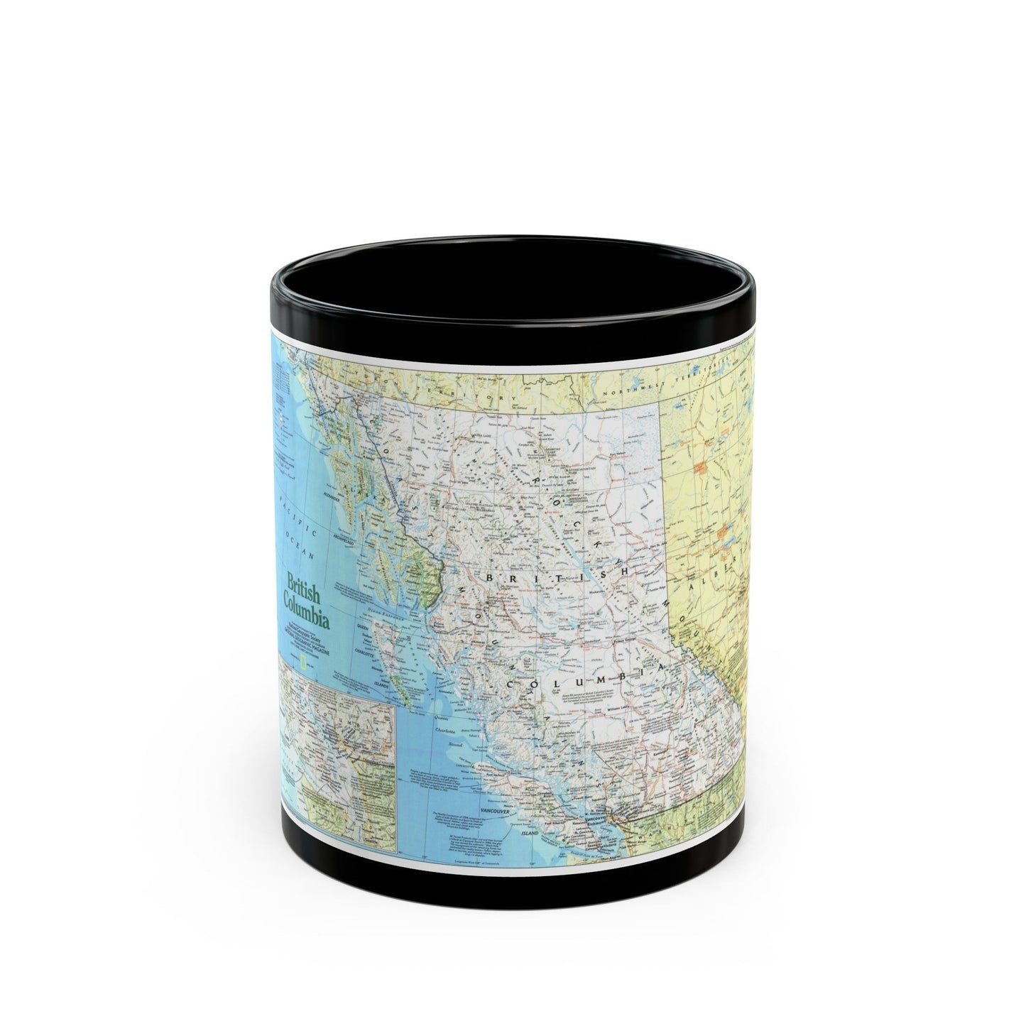 Canada - British Columbia 1 (1992) (Map) Black Coffee Mug-11oz-The Sticker Space