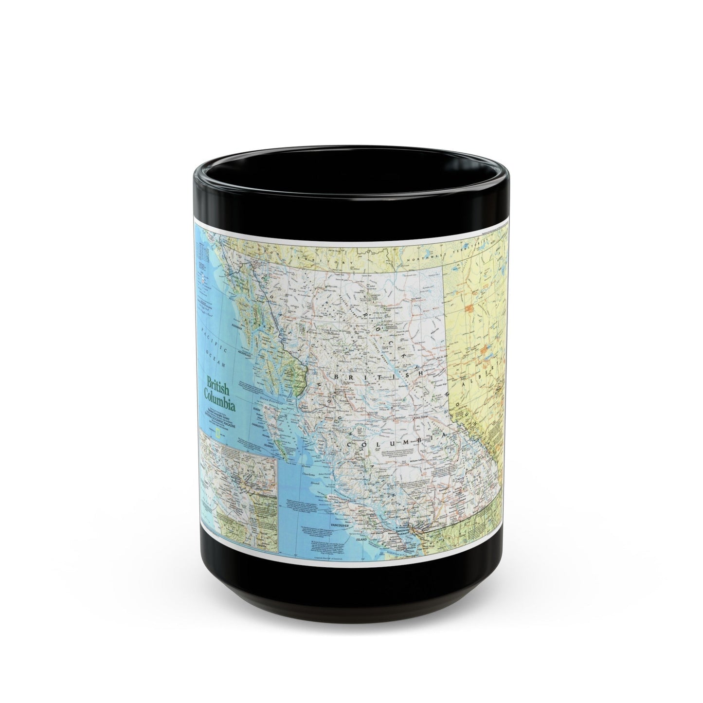 Canada - British Columbia 1 (1992) (Map) Black Coffee Mug-15oz-The Sticker Space