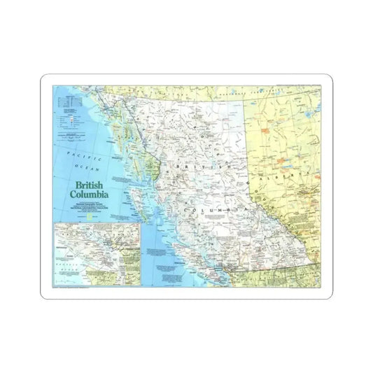 Canada - British Columbia 1 (1992) (Map) STICKER Vinyl Kiss-Cut Decal 2 Inch White - The Sticker Space
