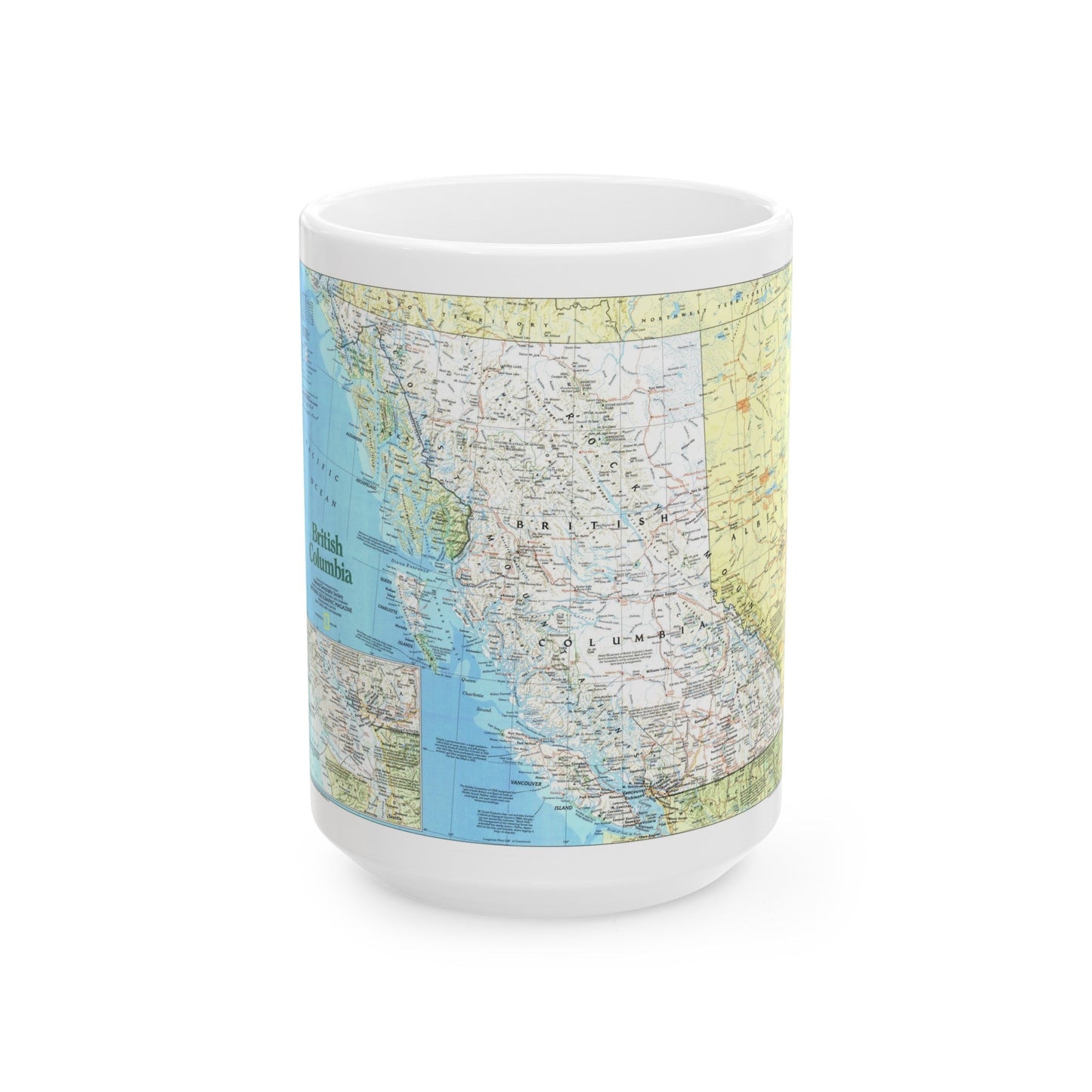 Canada - British Columbia 1 (1992) (Map) White Coffee Mug-15oz-The Sticker Space