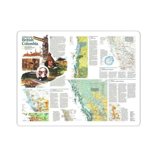 Canada - British Columbia 2 (1992) (Map) STICKER Vinyl Kiss-Cut Decal 2 Inch White - The Sticker Space
