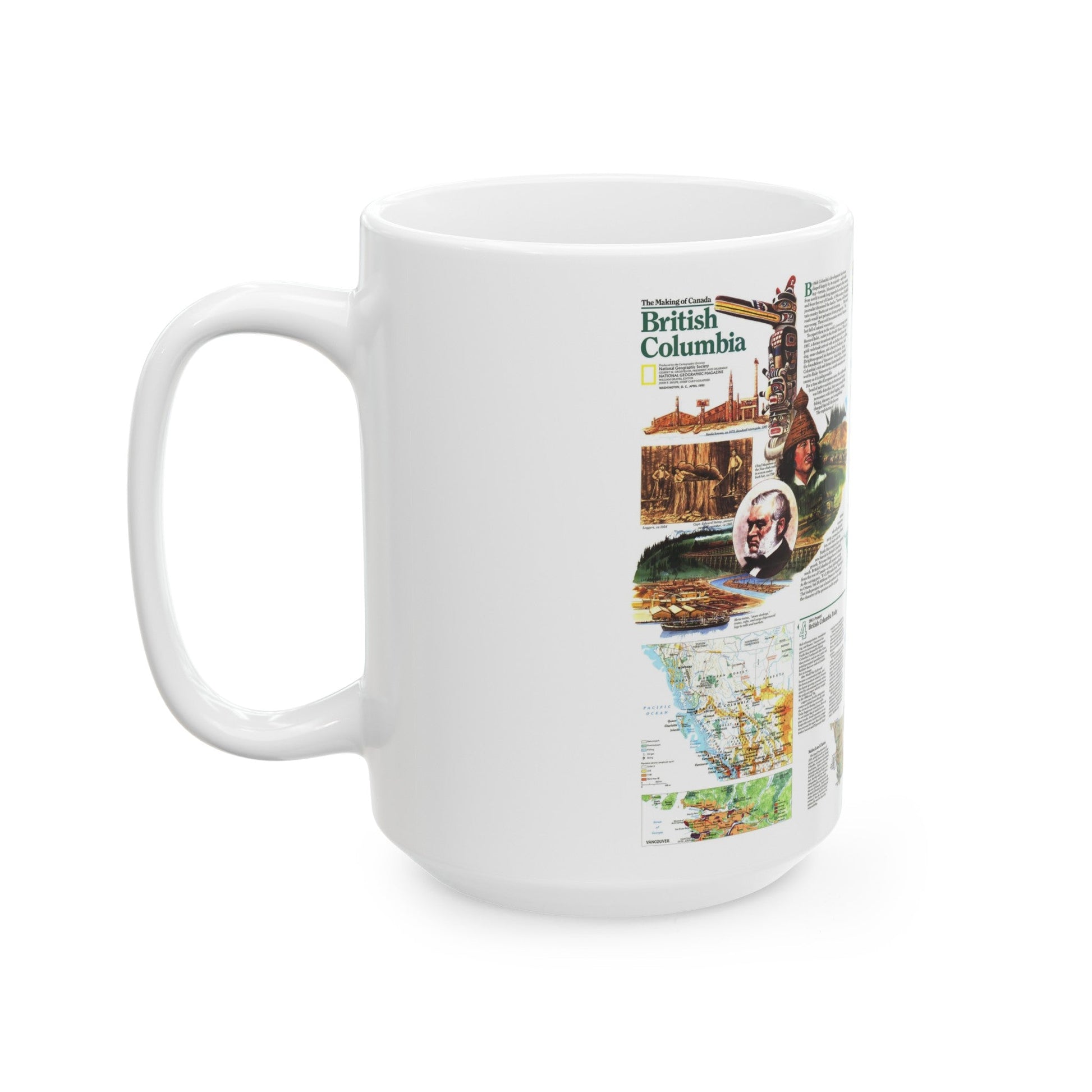 Canada - British Columbia 2 (1992) (Map) White Coffee Mug-The Sticker Space