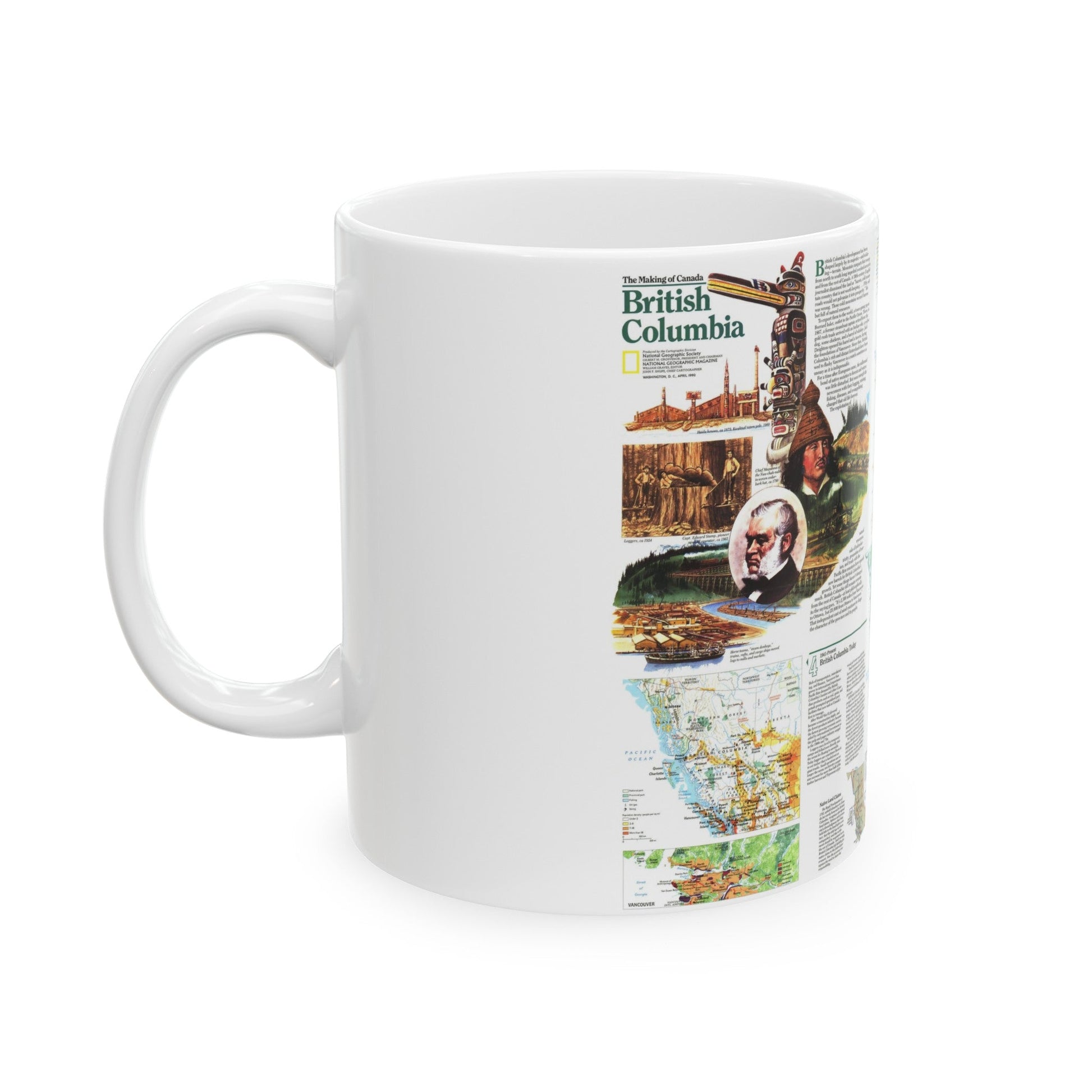 Canada - British Columbia 2 (1992) (Map) White Coffee Mug-The Sticker Space