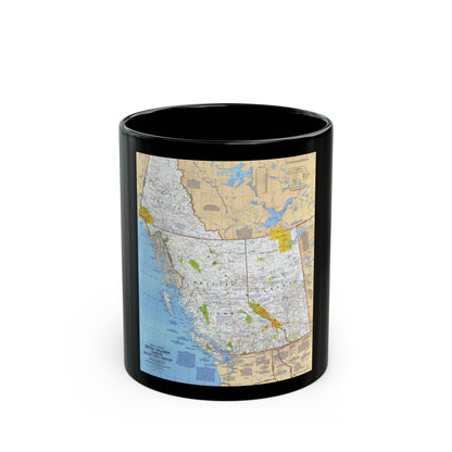 Canada - British Columbia, Alberta & Yukon (1978) (Map) Black Coffee Mug-11oz-The Sticker Space