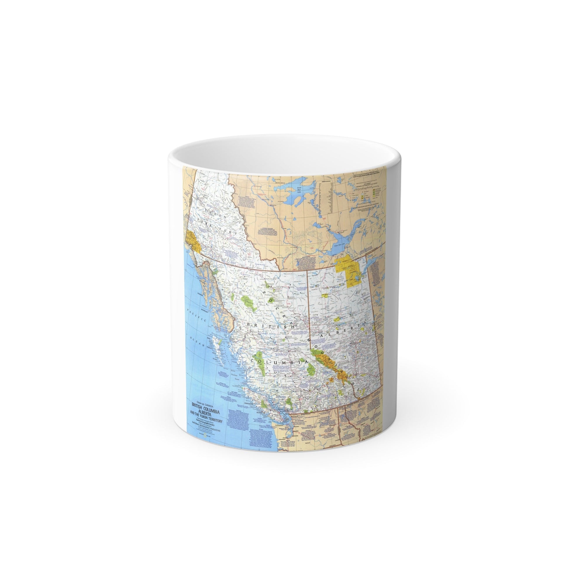 Canada - British Columbia, Alberta & Yukon (1978) (Map) Color Changing Mug 11oz-11oz-The Sticker Space