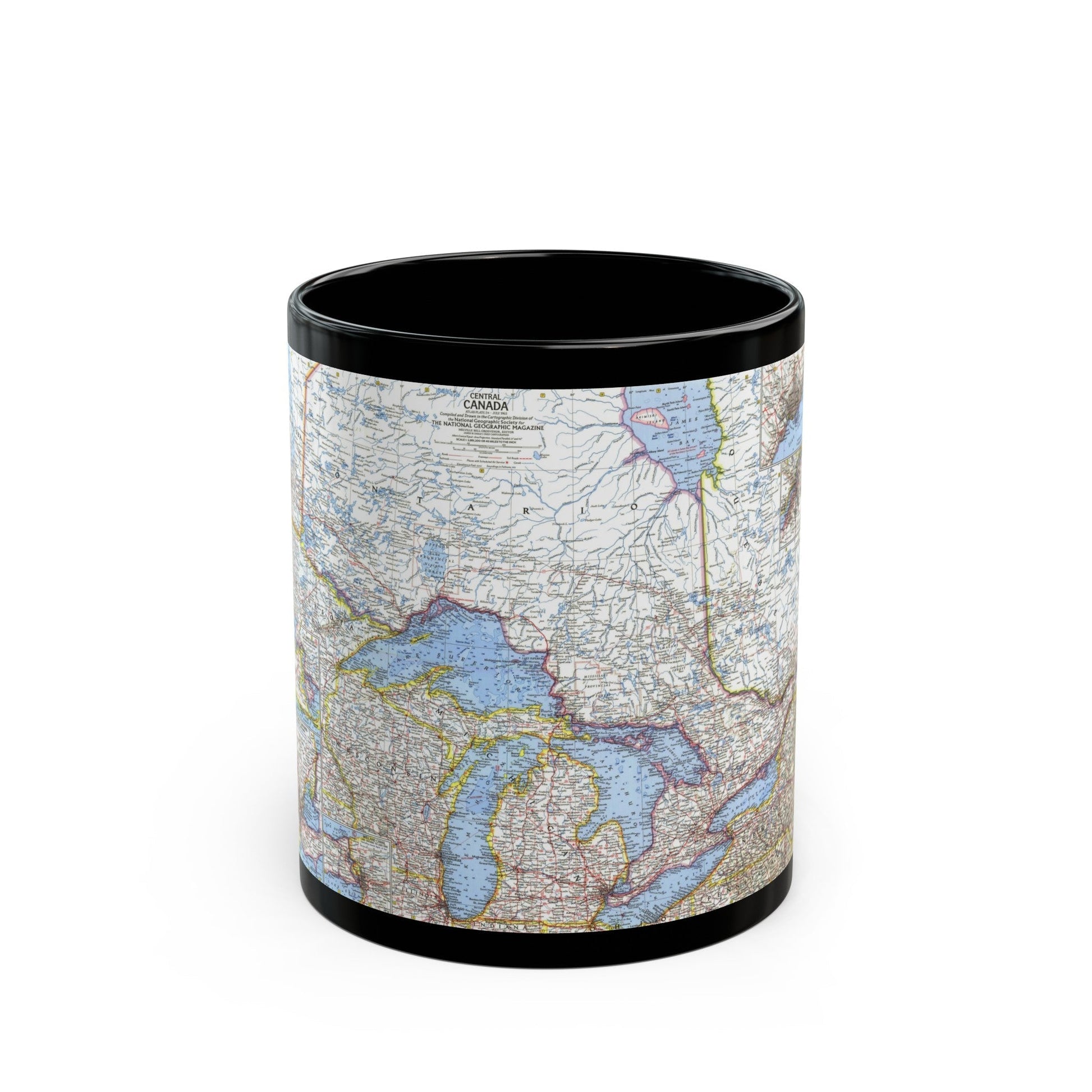 Canada - Central (1963) (Map) Black Coffee Mug-11oz-The Sticker Space