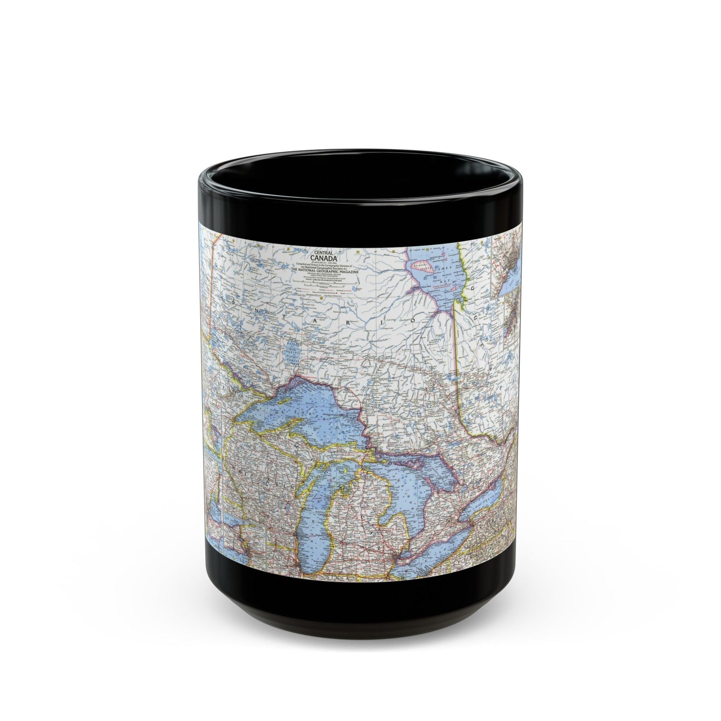 Canada - Central (1963) (Map) Black Coffee Mug-15oz-The Sticker Space