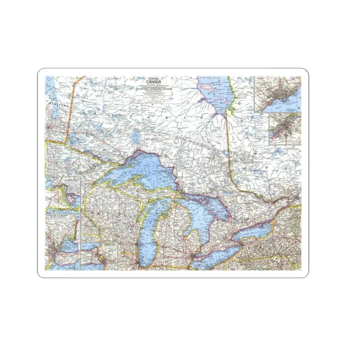 Canada - Central (1963) (Map) STICKER Vinyl Kiss-Cut Decal 3 Inch White - The Sticker Space