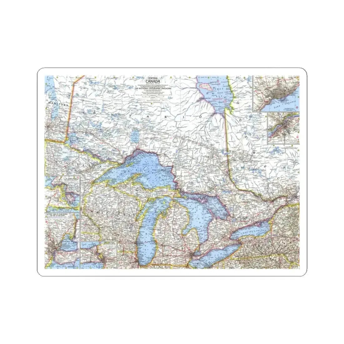 Canada - Central (1963) (Map) STICKER Vinyl Kiss-Cut Decal 4 Inch White - The Sticker Space