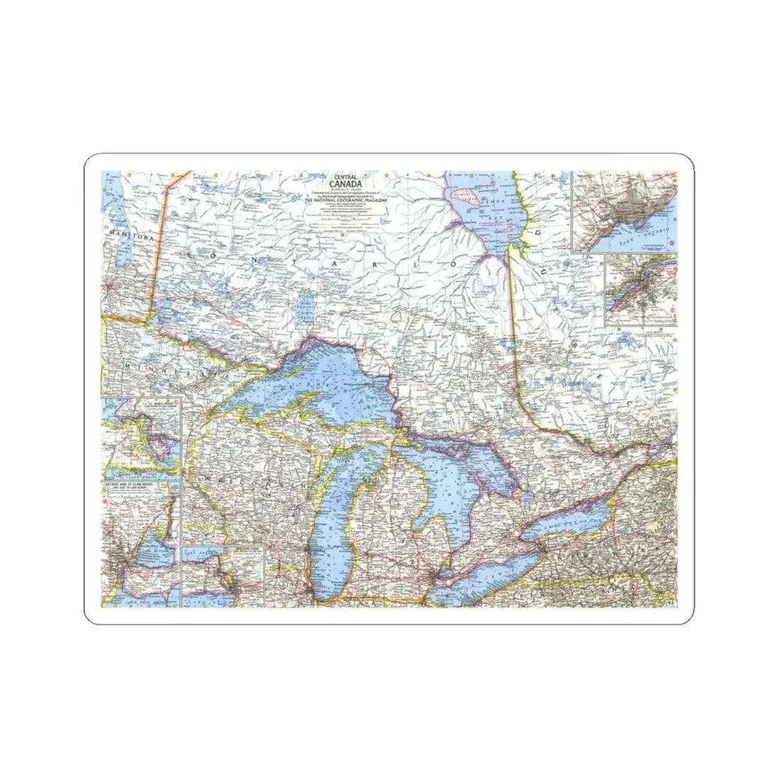Canada - Central (1963) (Map) STICKER Vinyl Kiss-Cut Decal 6 Inch White - The Sticker Space