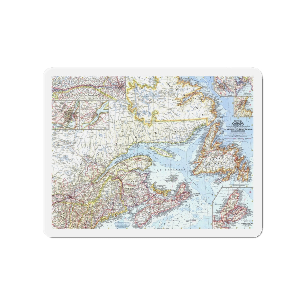 Canada - Eastern (1967) (Map) Refrigerator Magnet-4" x 4"-The Sticker Space