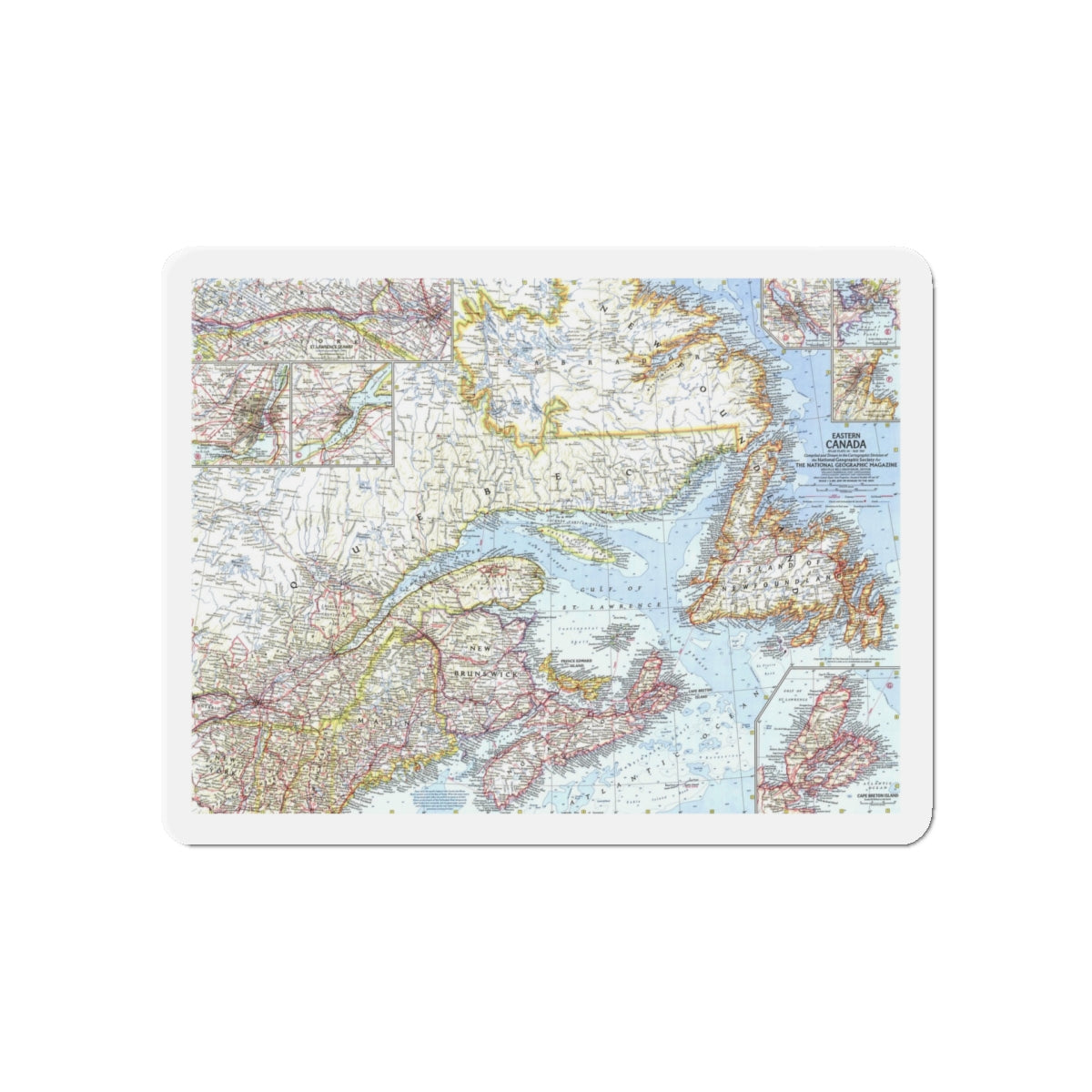 Canada - Eastern (1967) (Map) Refrigerator Magnet-5" x 5"-The Sticker Space