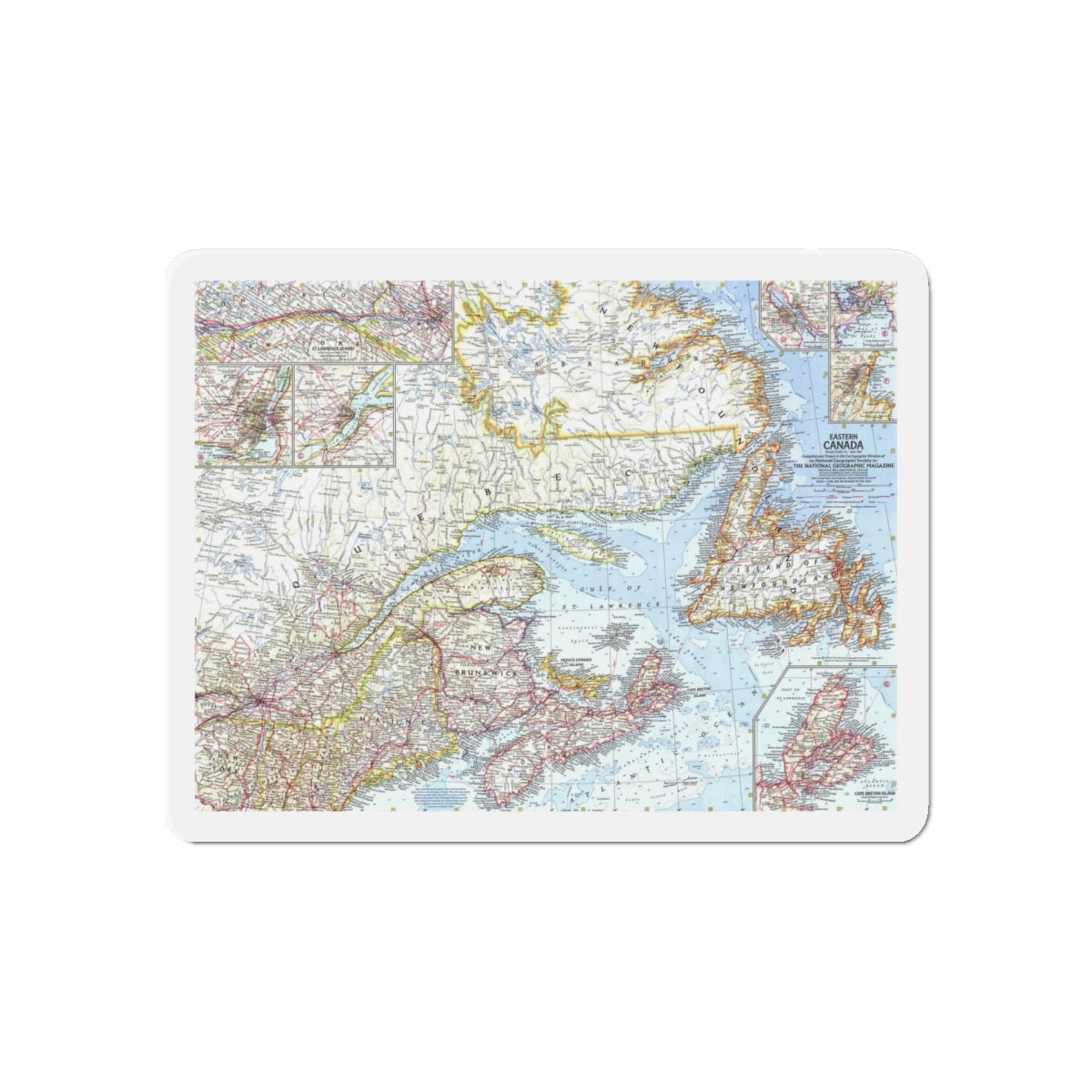 Canada - Eastern (1967) (Map) Refrigerator Magnet-6 × 6"-The Sticker Space