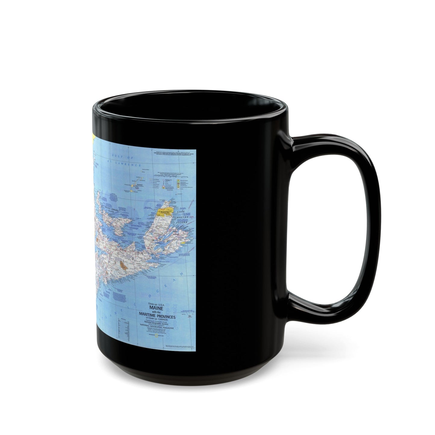 Canada - Maine, with the Maritime Provinces 1 (1975) (Map) Black Coffee Mug-The Sticker Space