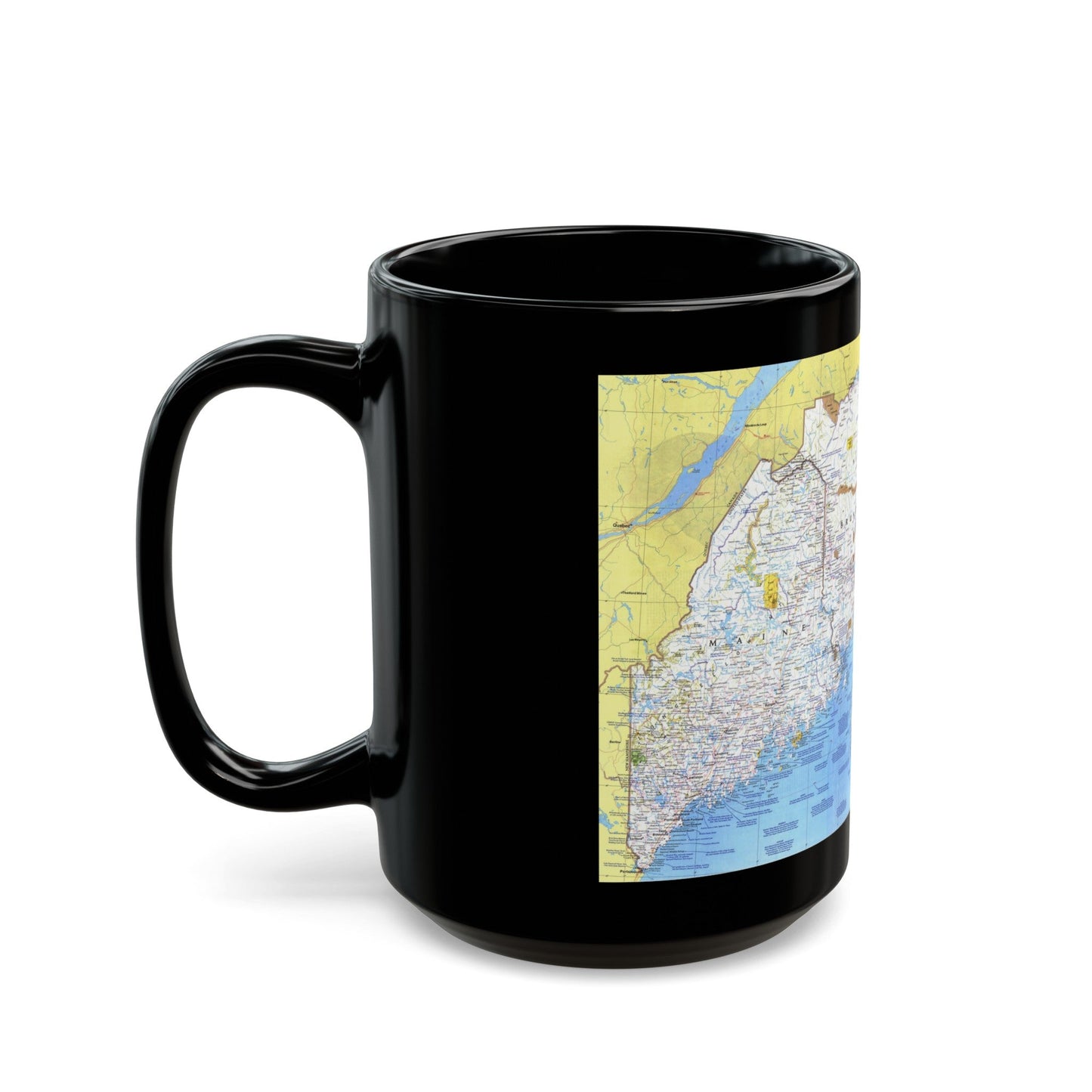 Canada - Maine, with the Maritime Provinces 1 (1975) (Map) Black Coffee Mug-The Sticker Space