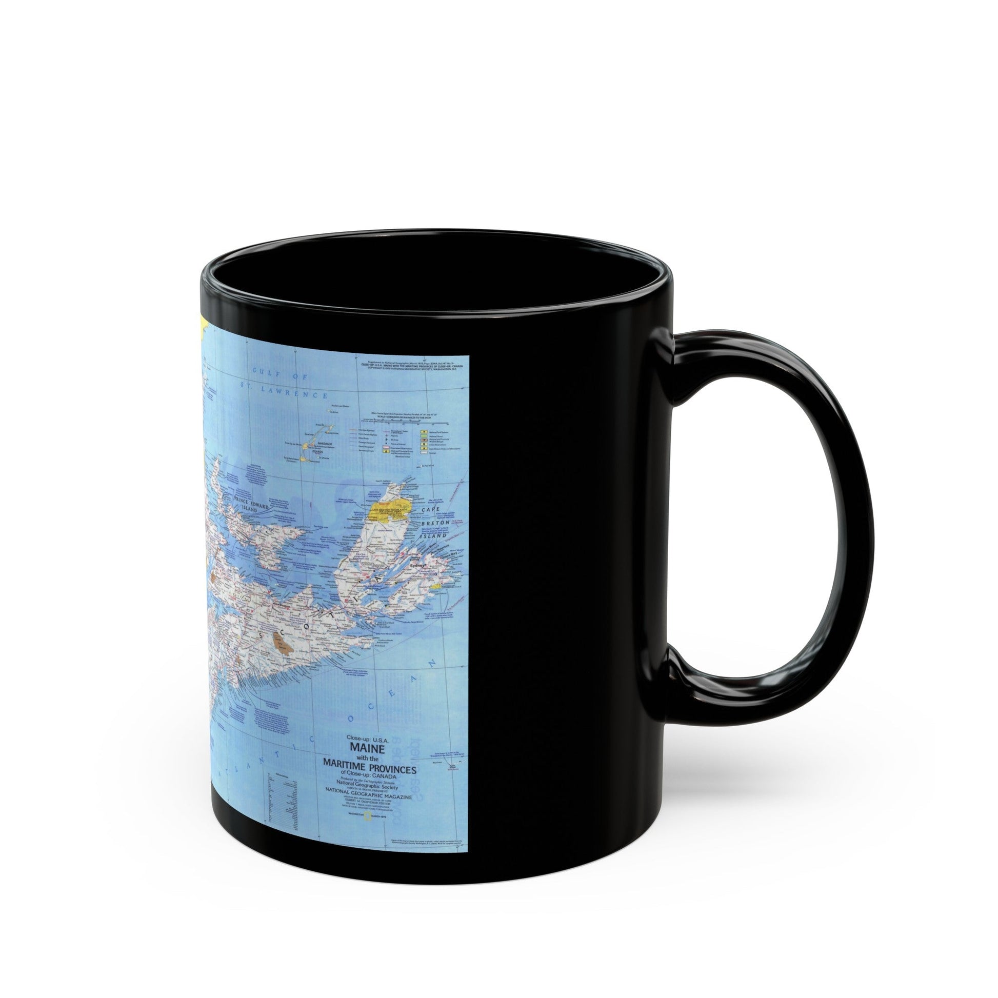 Canada - Maine, with the Maritime Provinces 1 (1975) (Map) Black Coffee Mug-The Sticker Space