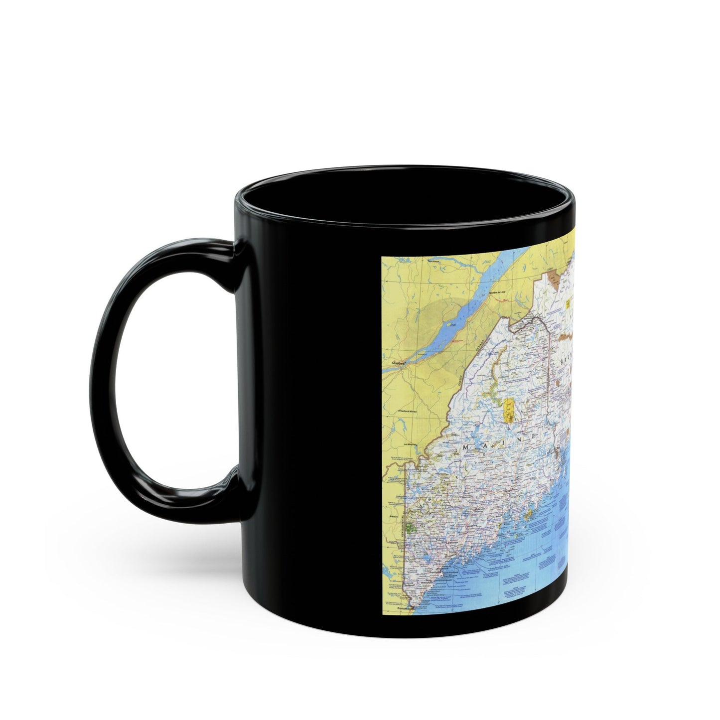 Canada - Maine, with the Maritime Provinces 1 (1975) (Map) Black Coffee Mug-The Sticker Space