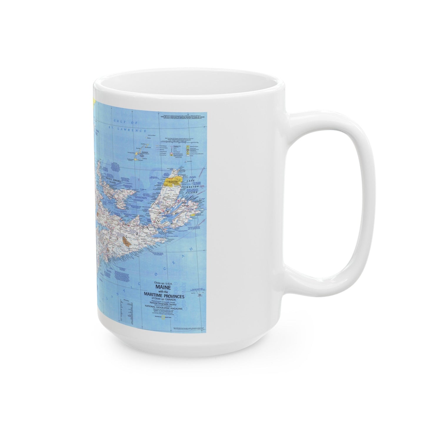 Canada - Maine, with the Maritime Provinces 1 (1975) (Map) White Coffee Mug-The Sticker Space