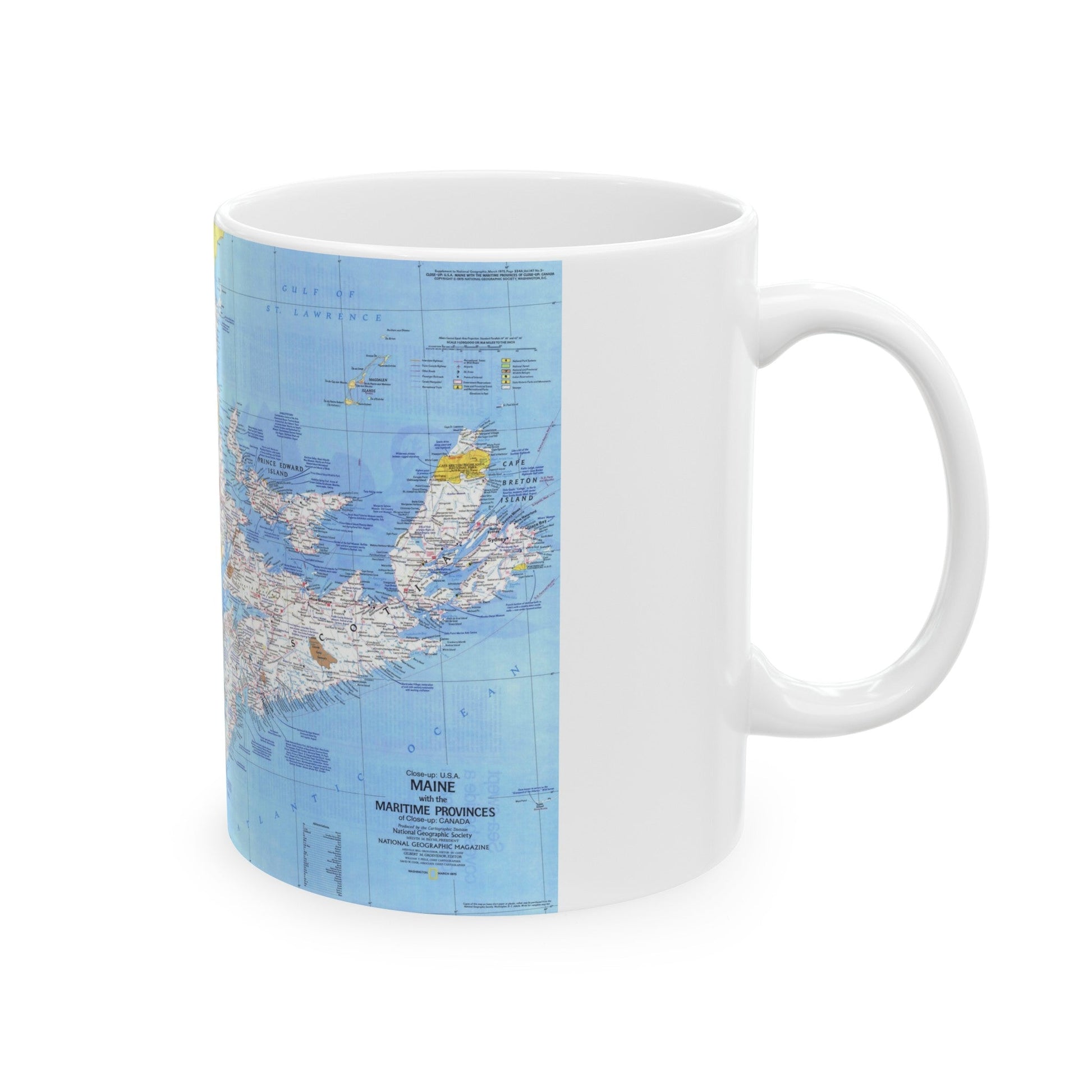 Canada - Maine, with the Maritime Provinces 1 (1975) (Map) White Coffee Mug-The Sticker Space