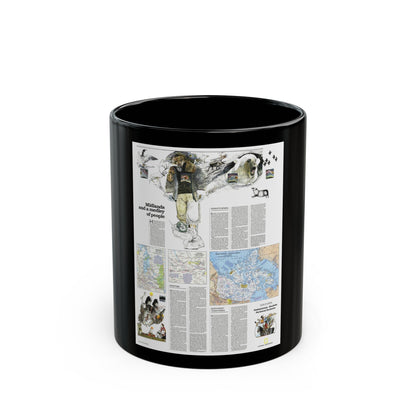 Canada - Medley of People (1979) (Map) Black Coffee Mug-11oz-The Sticker Space