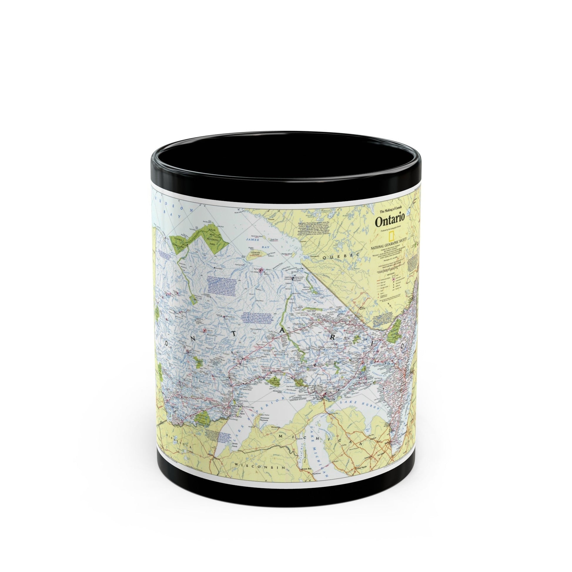 Canada - Ontario 1 (1996 (Map) Black Coffee Mug-11oz-The Sticker Space