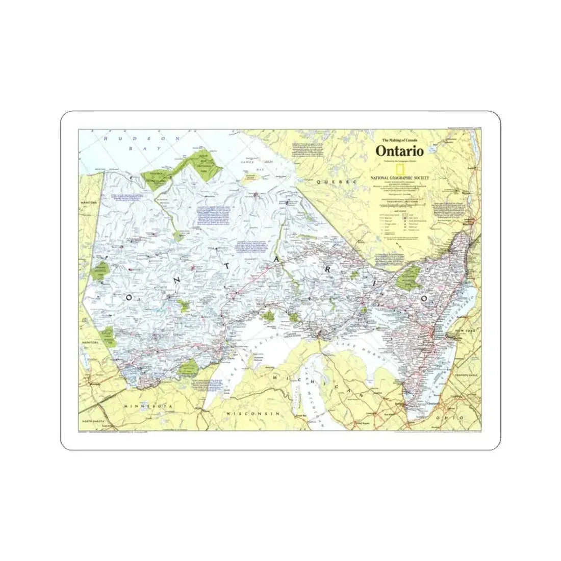 Canada - Ontario 1 (1996 (Map) STICKER Vinyl Kiss-Cut Decal 3 Inch White - The Sticker Space