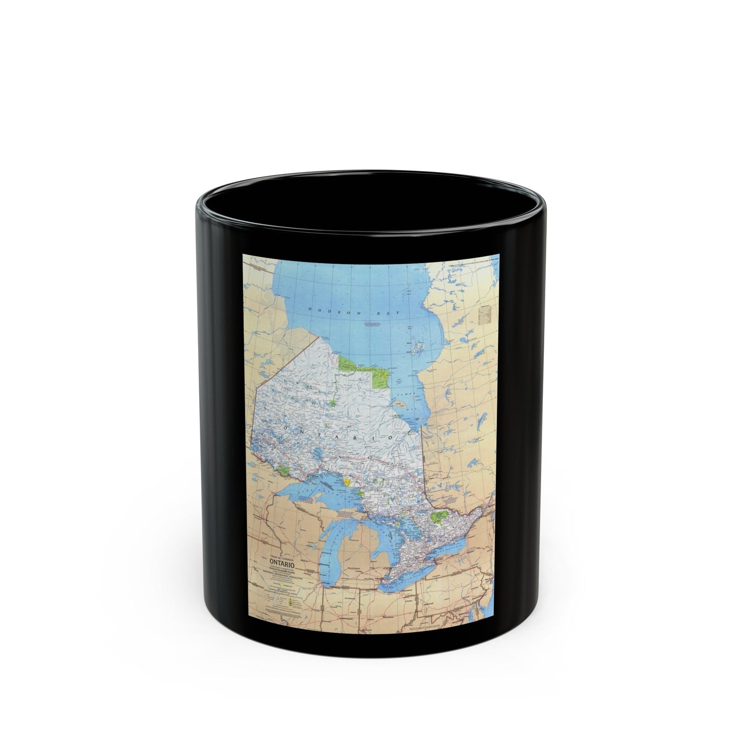 Canada - Ontario (1978) (Map) Black Coffee Mug-11oz-The Sticker Space