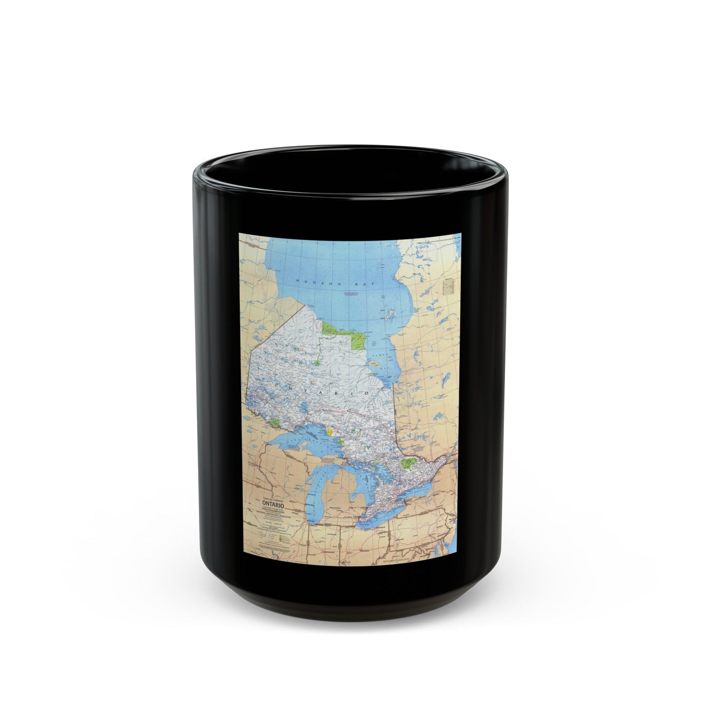 Canada - Ontario (1978) (Map) Black Coffee Mug-15oz-The Sticker Space