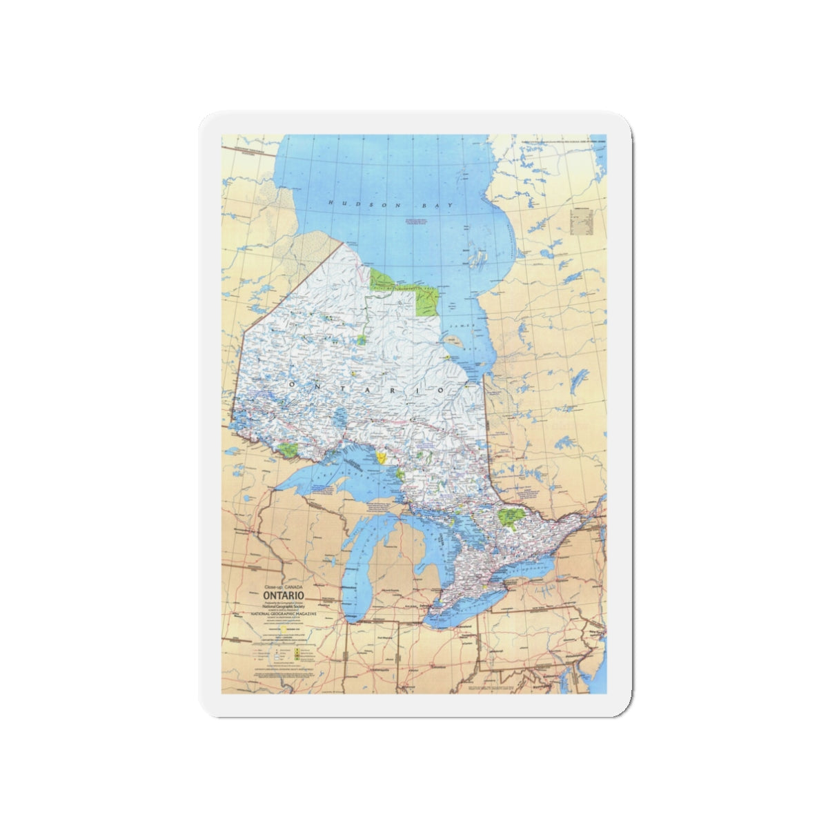 Canada - Ontario (1978) (Map) Refrigerator Magnet-3" x 3"-The Sticker Space