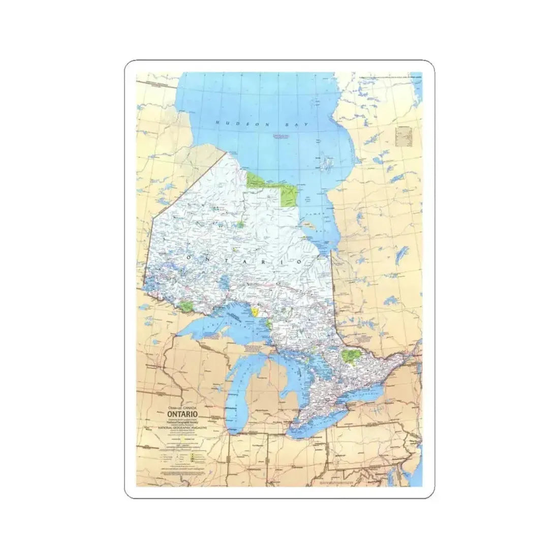Canada - Ontario (1978) (Map) STICKER Vinyl Kiss-Cut Decal 6 Inch White - The Sticker Space