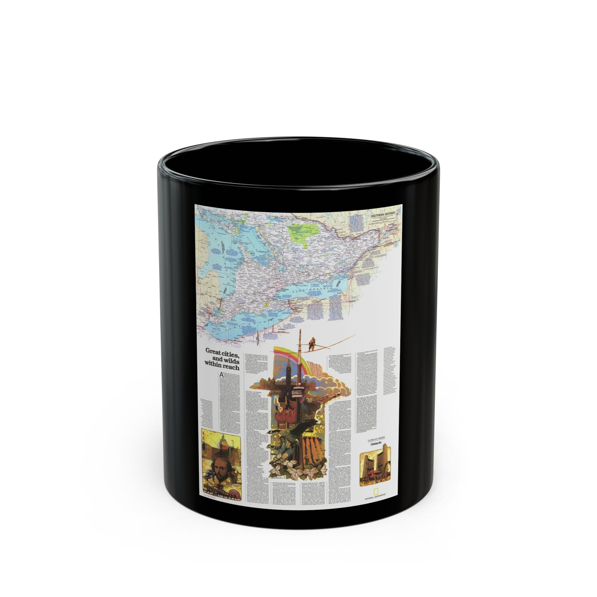 Canada - Ontario, Great Cities (1978) (Map) Black Coffee Mug-11oz-The Sticker Space