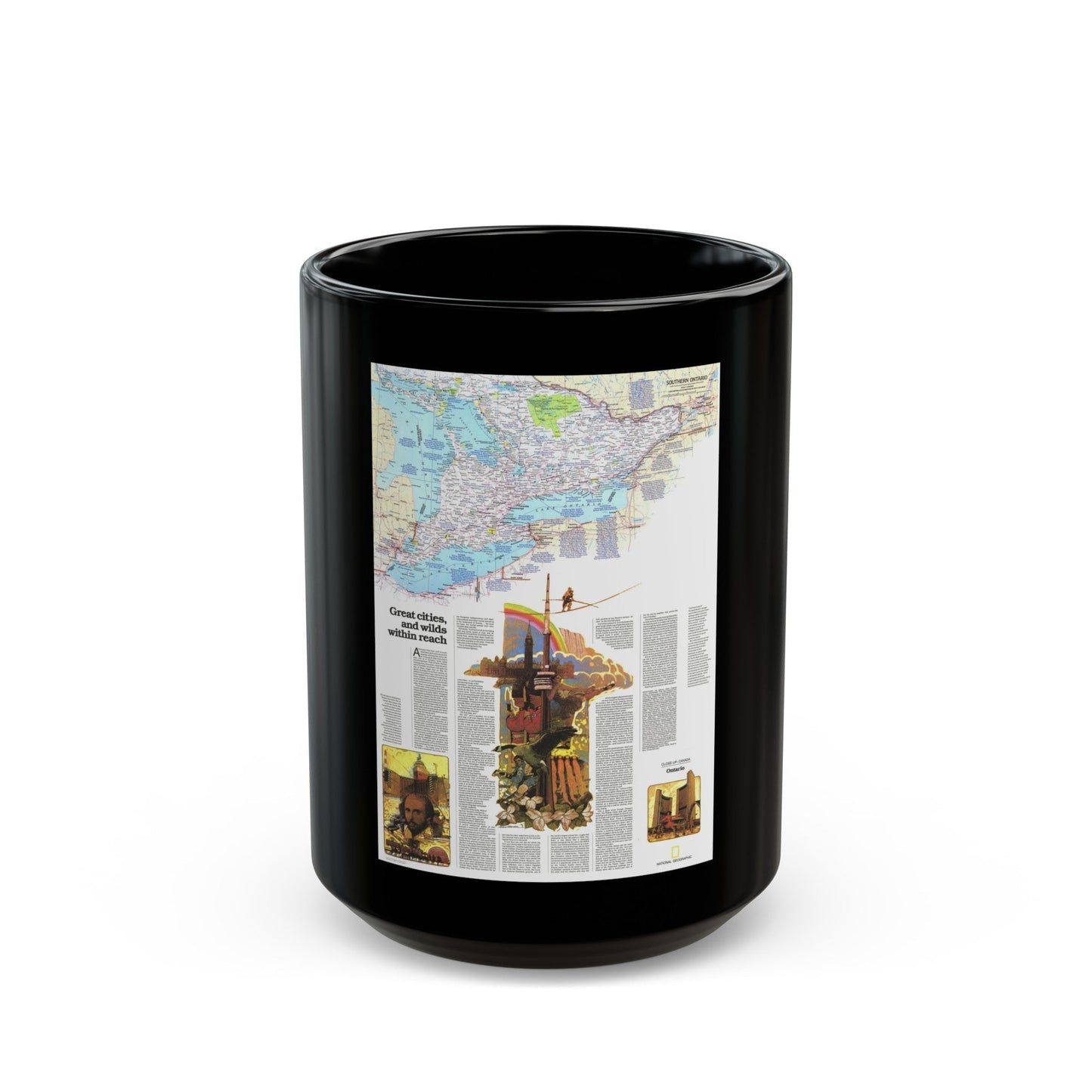 Canada - Ontario, Great Cities (1978) (Map) Black Coffee Mug-15oz-The Sticker Space