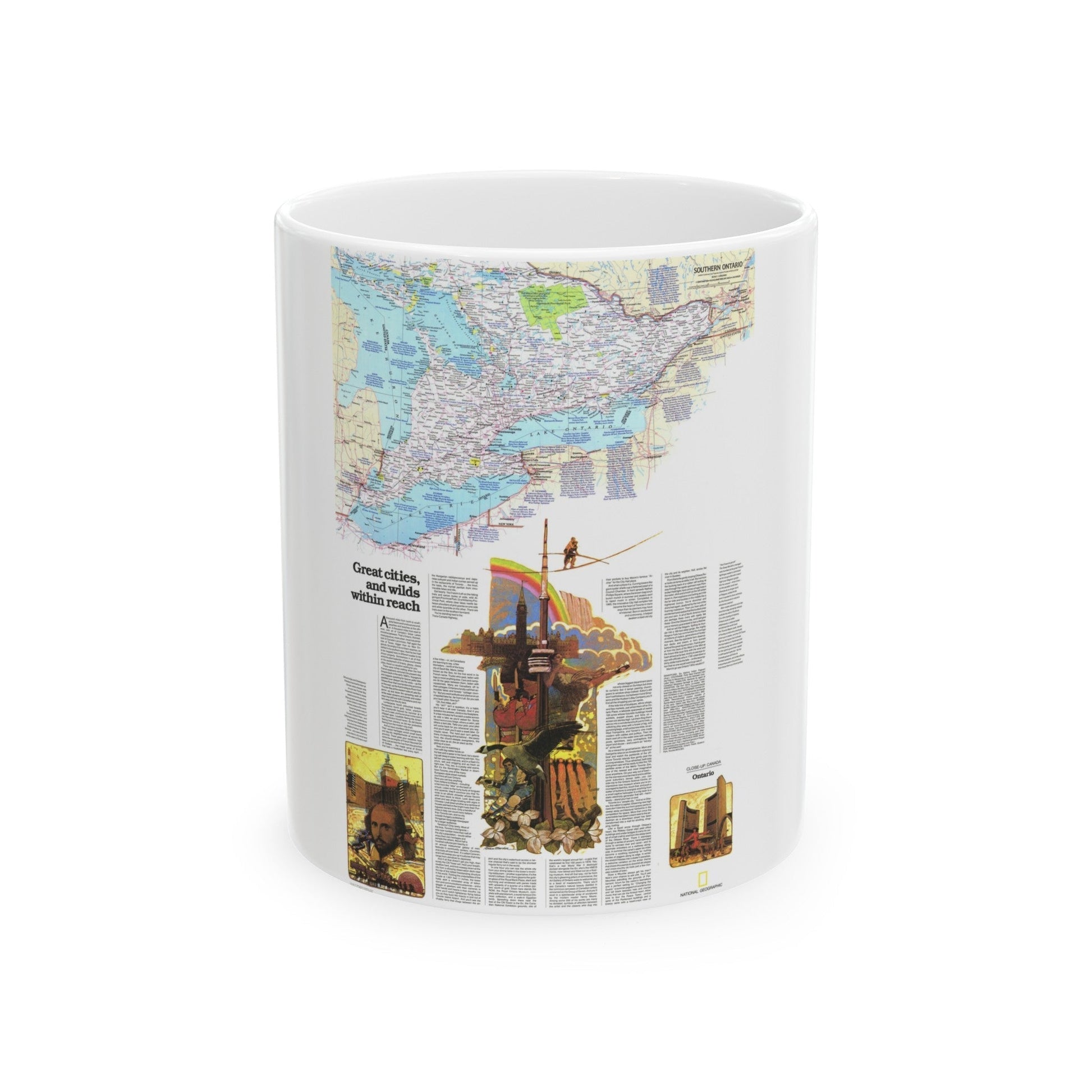 Canada - Ontario, Great Cities (1978) (Map) White Coffee Mug-11oz-The Sticker Space