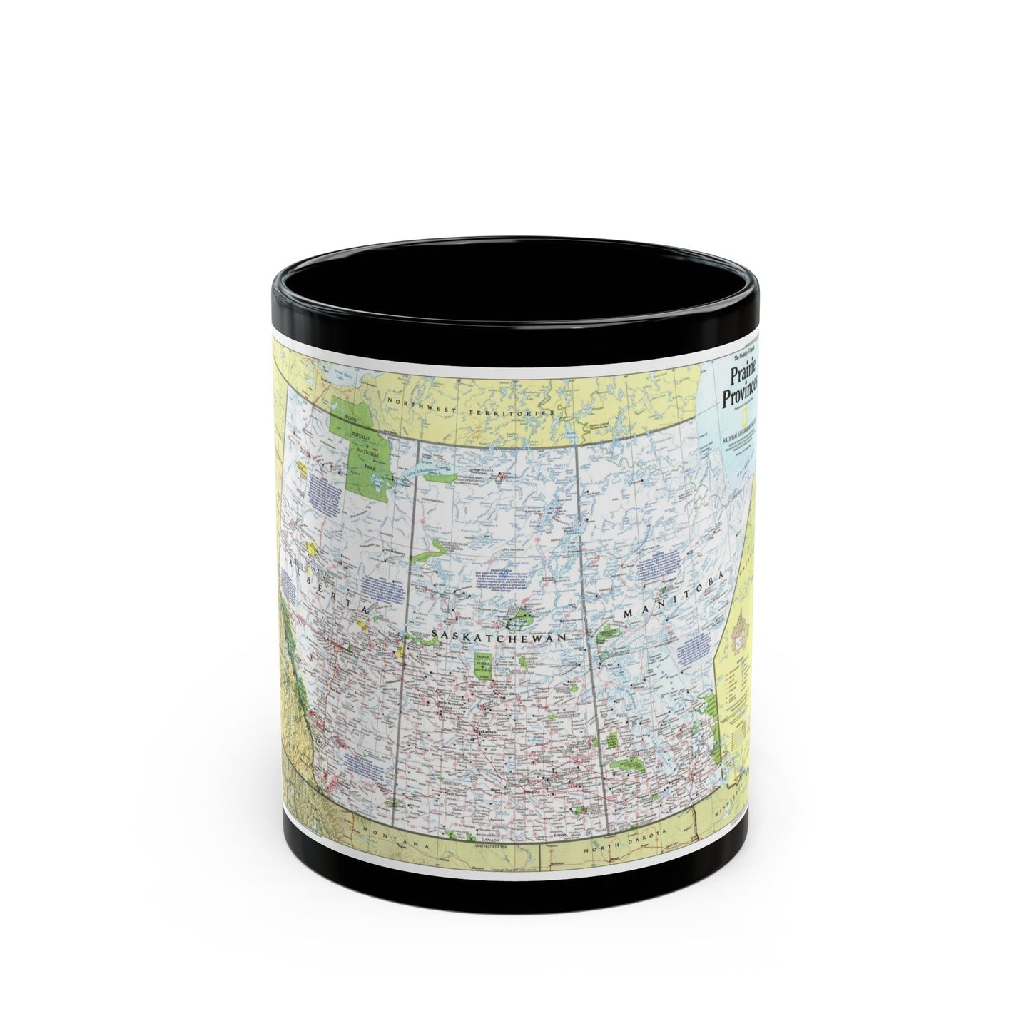 Canada - Prairie Provinces 1 (1995) (Map) Black Coffee Mug-11oz-The Sticker Space