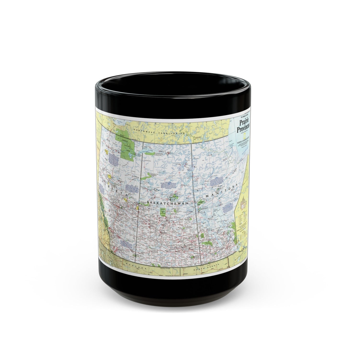 Canada - Prairie Provinces 1 (1995) (Map) Black Coffee Mug-15oz-The Sticker Space