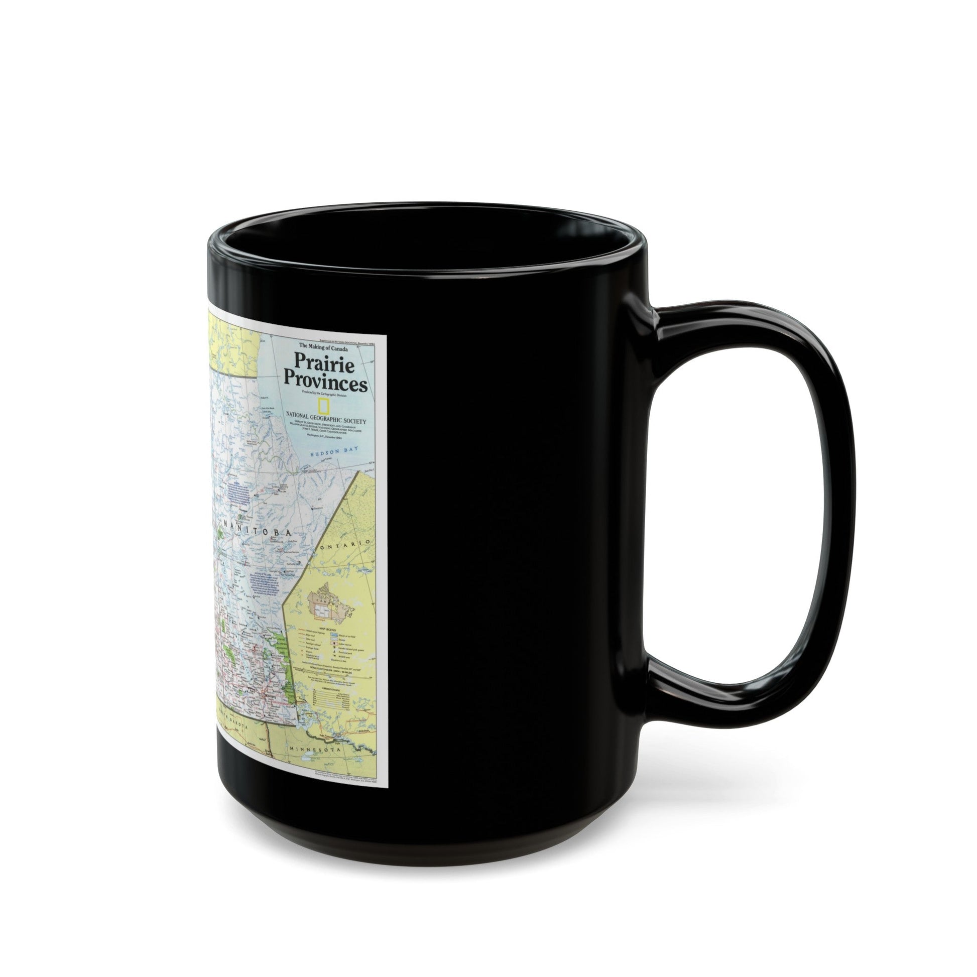 Canada - Prairie Provinces 1 (1995) (Map) Black Coffee Mug-The Sticker Space