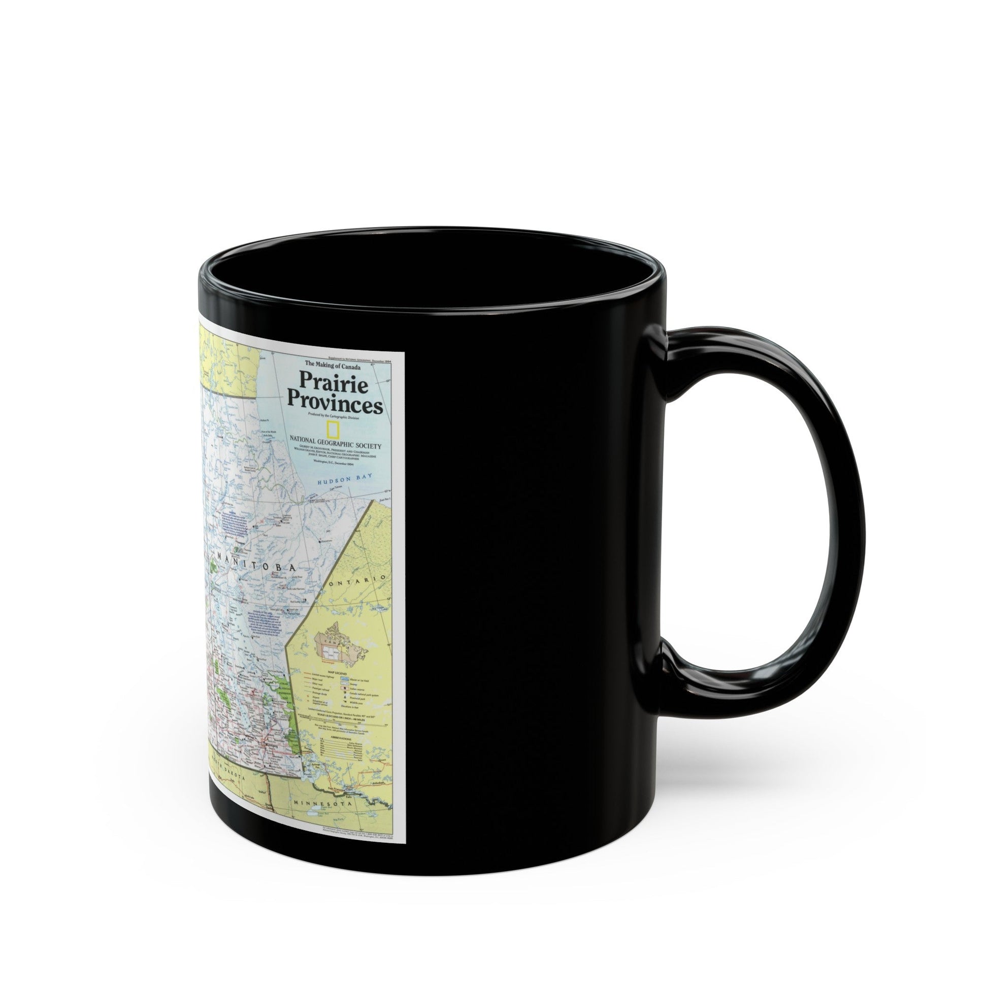 Canada - Prairie Provinces 1 (1995) (Map) Black Coffee Mug-The Sticker Space