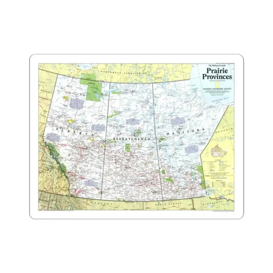Canada - Prairie Provinces 1 (1995) (Map) STICKER Vinyl Kiss-Cut Decal 2 Inch White - The Sticker Space