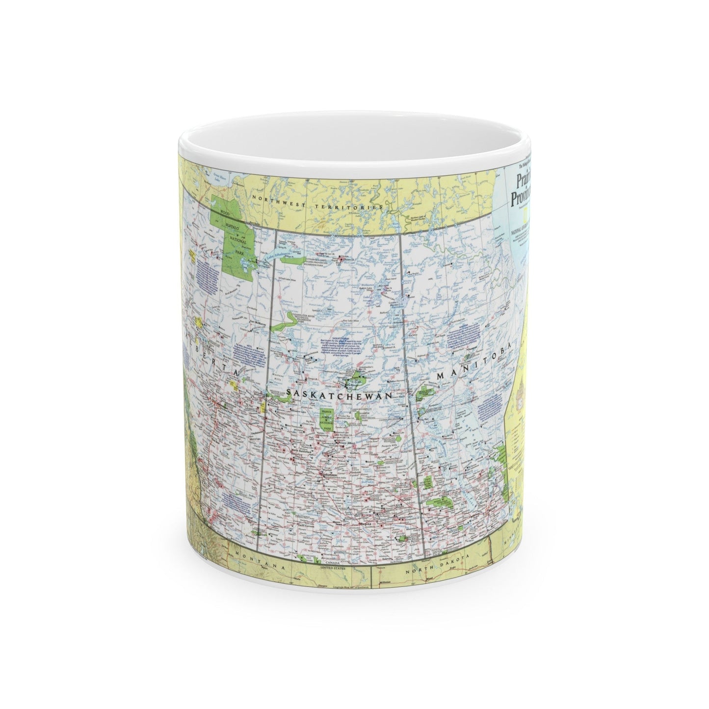 Canada - Prairie Provinces 1 (1995) (Map) White Coffee Mug-11oz-The Sticker Space