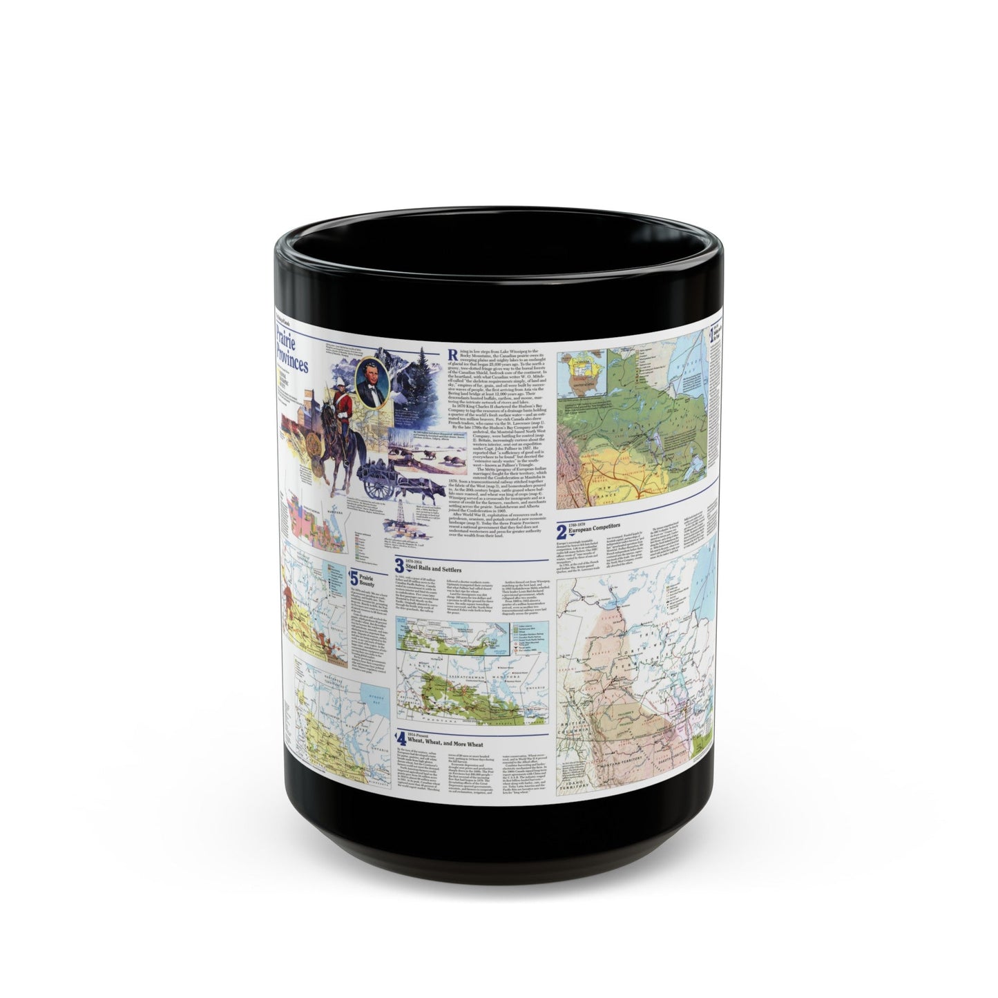 Canada - Prairie Provinces 2 (1995) (Map) Black Coffee Mug-The Sticker Space