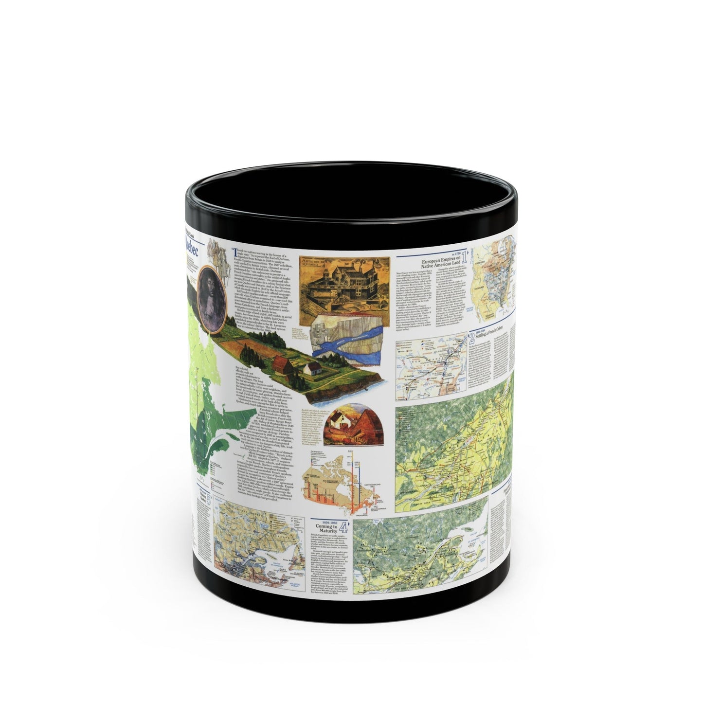 Canada - Quebec 2 (1991) (Map) Black Coffee Mug-11oz-The Sticker Space