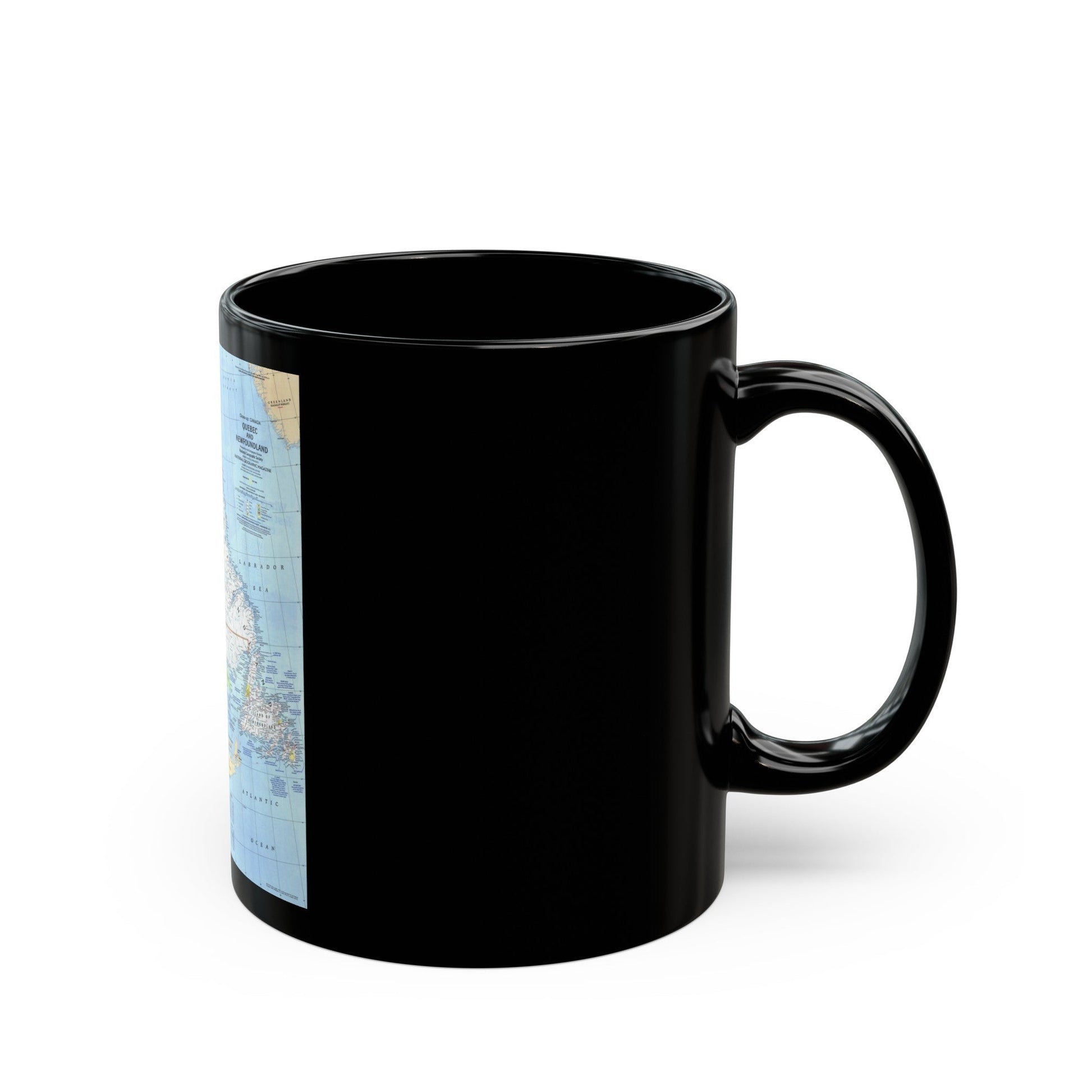 Canada - Quebec & Newfoundland (1980) (Map) Black Coffee Mug-The Sticker Space