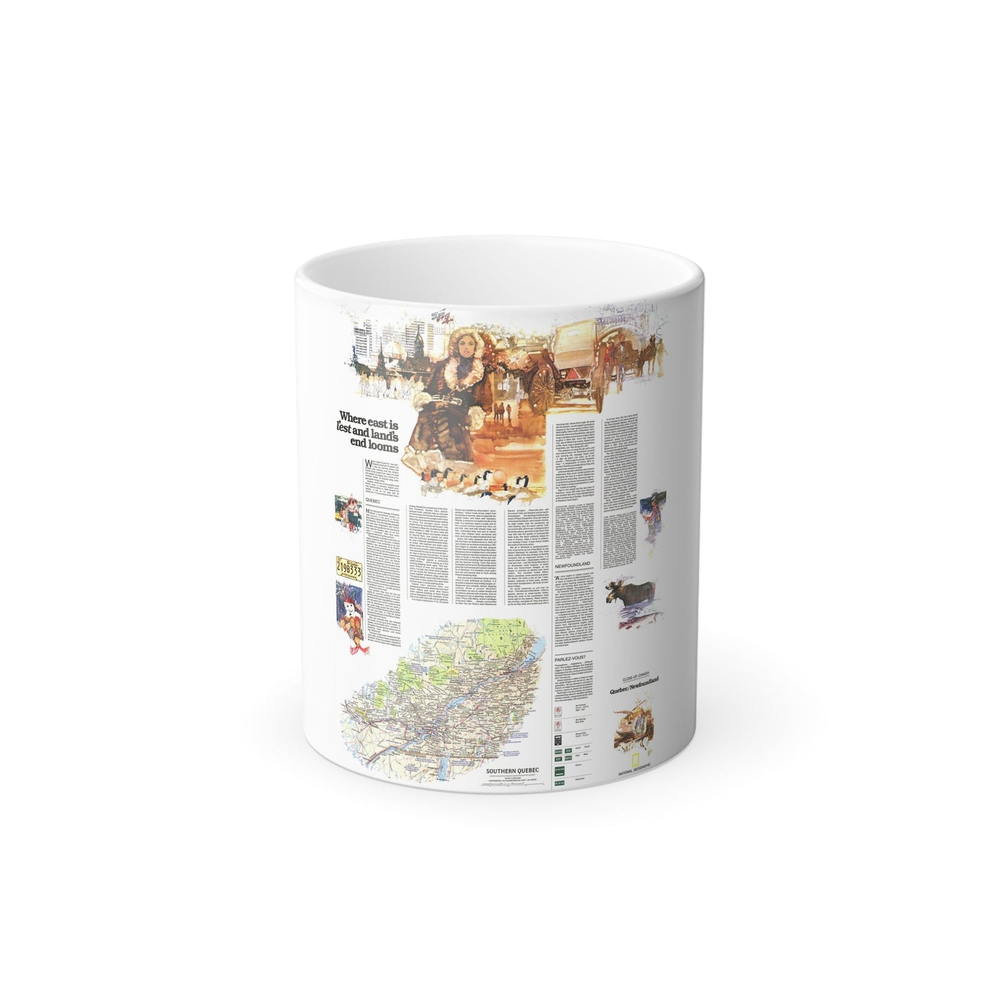 Canada - Quebec-Newfoundland (1980) (Map) Color Changing Mug 11oz-11oz-The Sticker Space