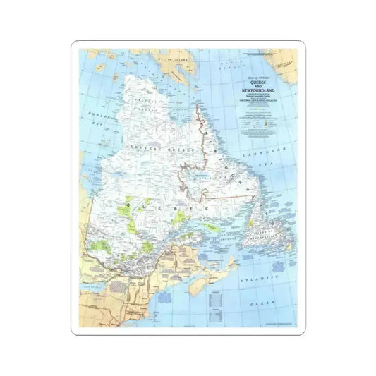 Canada - Quebec & Newfoundland (1980) (Map) STICKER Vinyl Kiss-Cut Decal 2 Inch White - The Sticker Space
