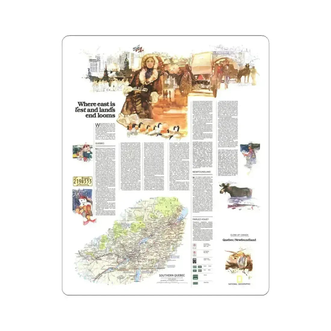 Canada - Quebec-Newfoundland (1980) (Map) STICKER Vinyl Kiss-Cut Decal 6 Inch White - The Sticker Space