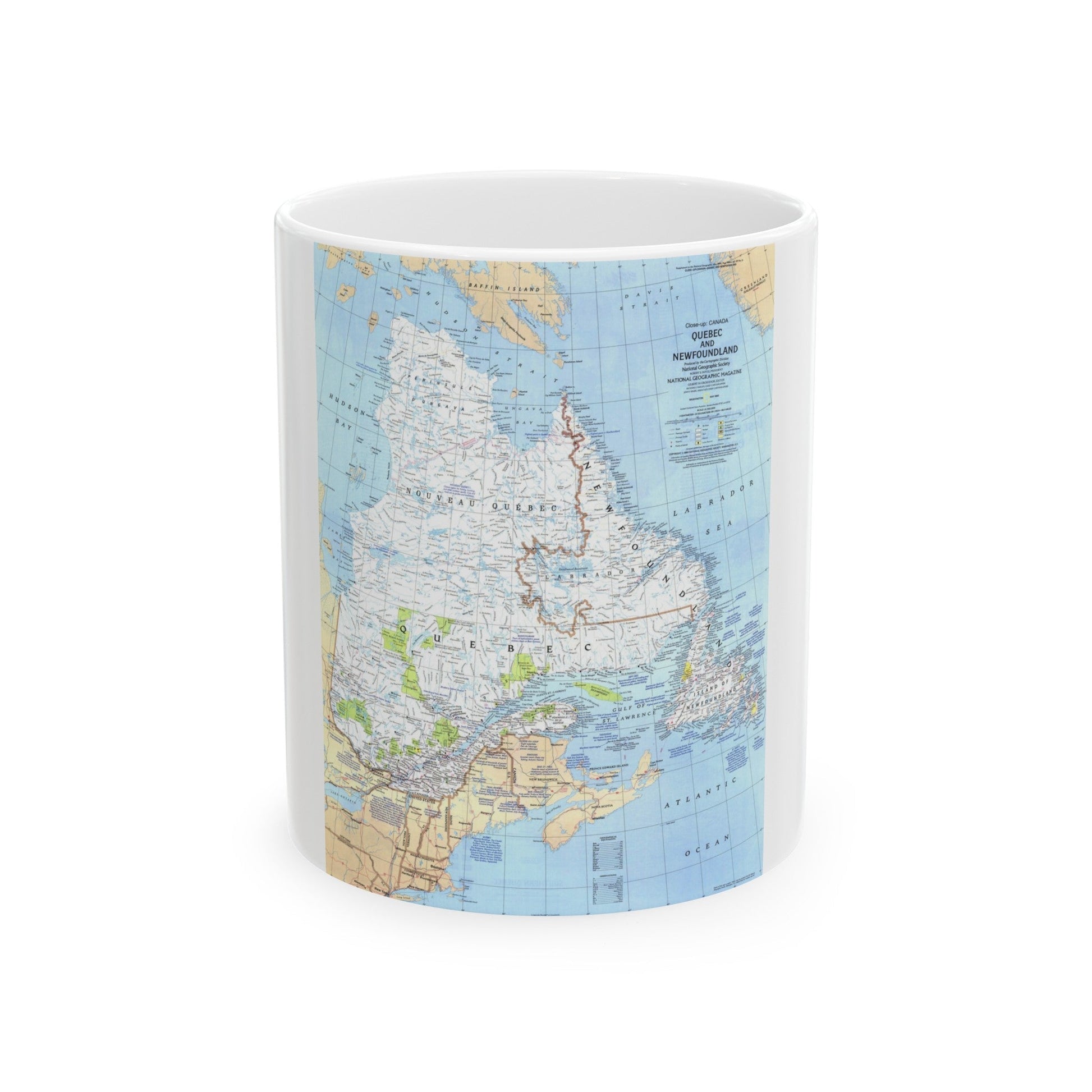 Canada - Quebec & Newfoundland (1980) (Map) White Coffee Mug-11oz-The Sticker Space