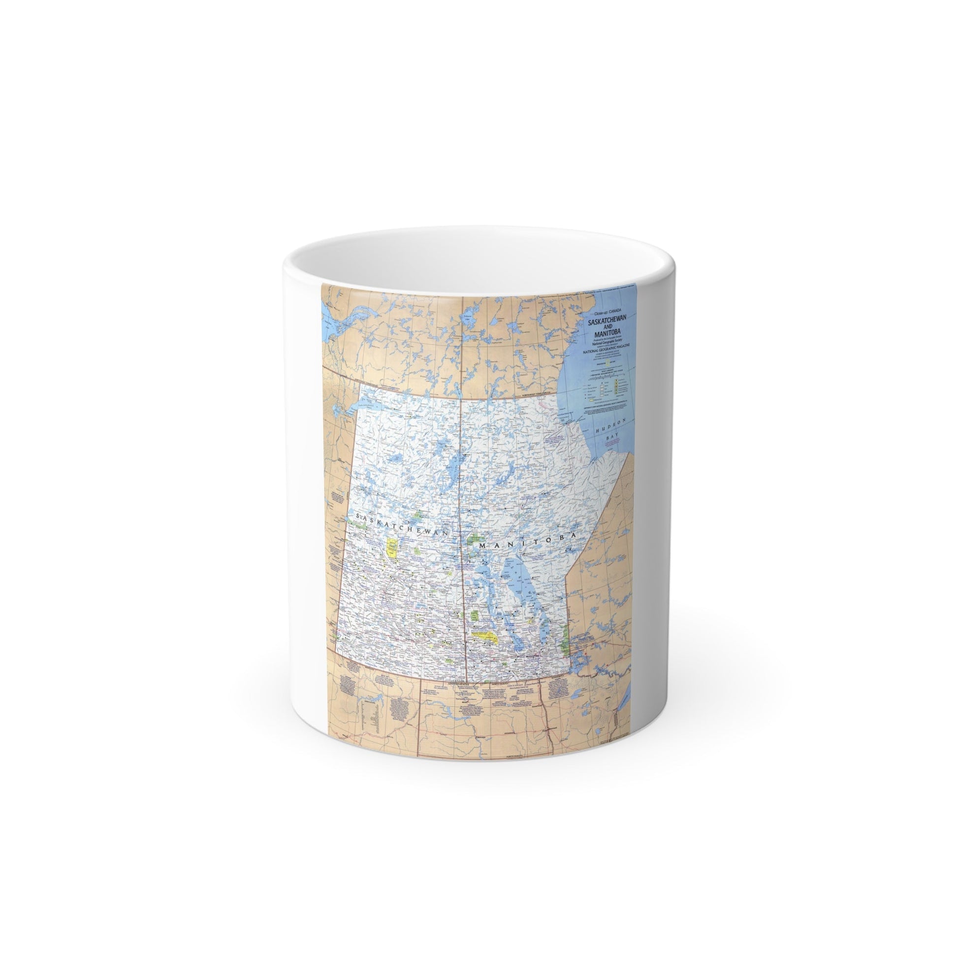 Canada - Saskatchewan & Manitoba (1979) (Map) Color Changing Mug 11oz-11oz-The Sticker Space