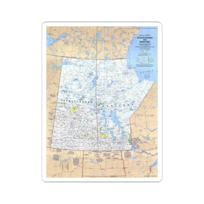 Canada - Saskatchewan & Manitoba (1979) (Map) STICKER Vinyl Kiss-Cut Decal 2 Inch White - The Sticker Space