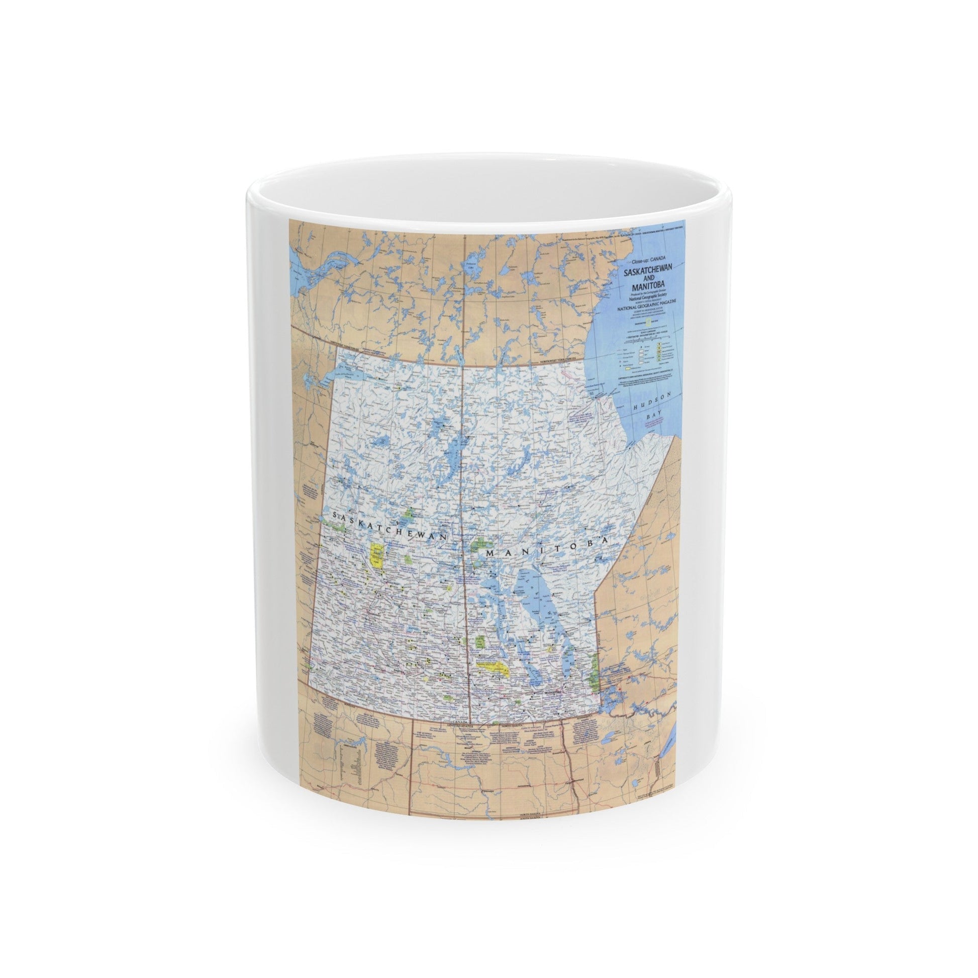 Canada - Saskatchewan & Manitoba (1979) (Map) White Coffee Mug-11oz-The Sticker Space